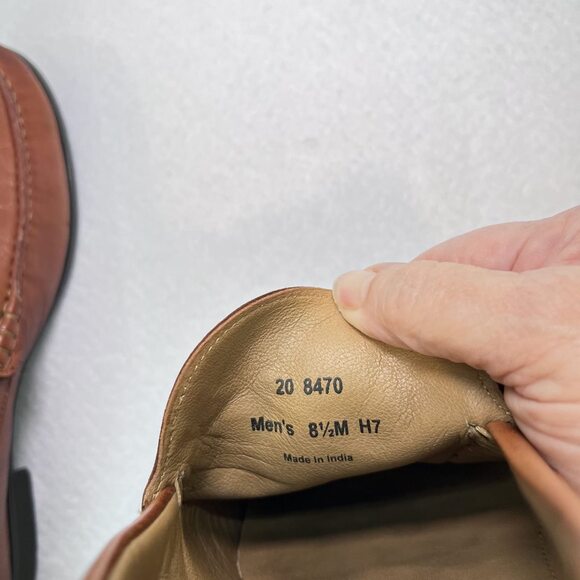 Johnston & Murphy Cresswell Venetian loafer leather cognac shoe men's 8.5 M - Picture 8 of 9